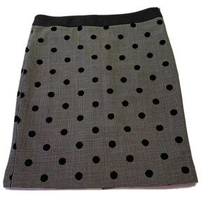 Rodika Zanian Paris mini Skirt Size EU44/US10 Black pencil w/velvet polka dots